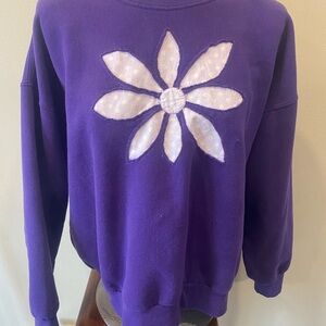 Vintage 90s Purple Crewneck Sweatshirt with White Label Detail
